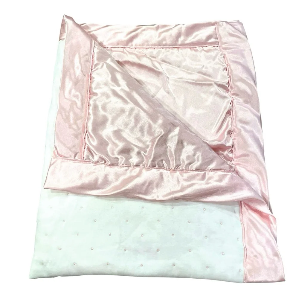 Little Me So Soft White Satin Trim Backing Baby Blanket Security Lovey